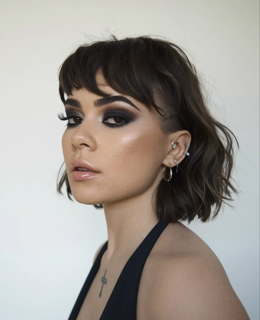 fall short haircuts 2025 Grunge Bob with Micro Bangs