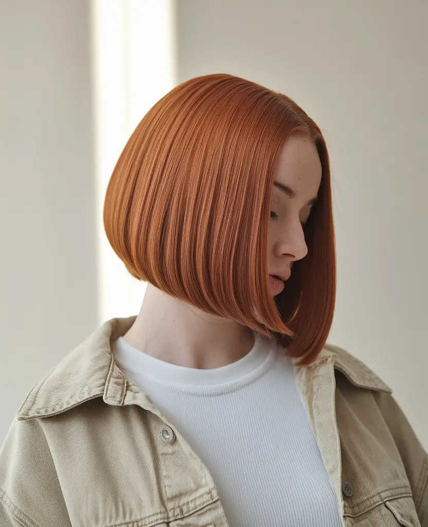 bob hair color Polished Copper Bob with Precision Curve