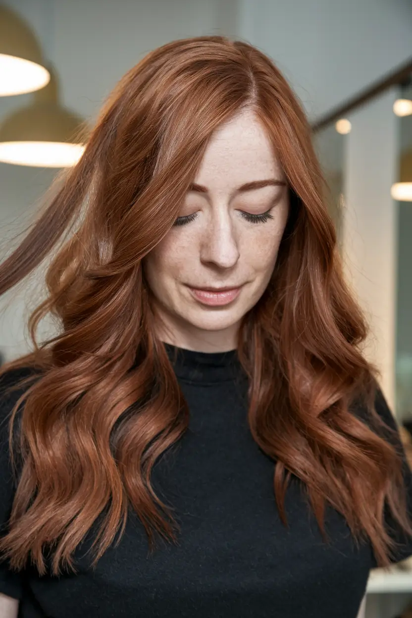 Caramel Fall Hair Colors Ideas 2025 for a Cozy Glow+Soft Gingerbread Layers With Rose Tones