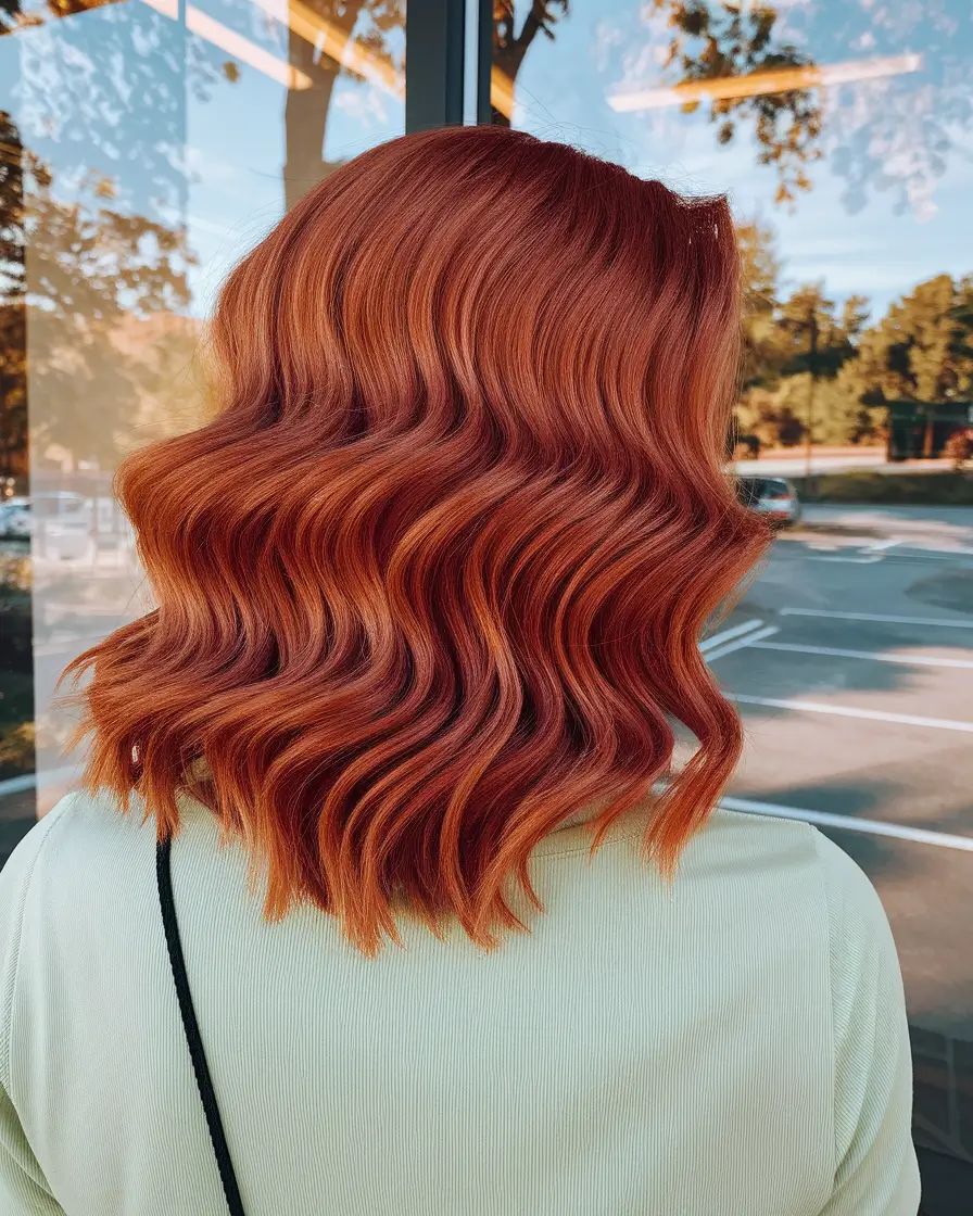 Caramel Fall Hair Colors Ideas 2025 for a Cozy Glow+Caramel Sunset Lob