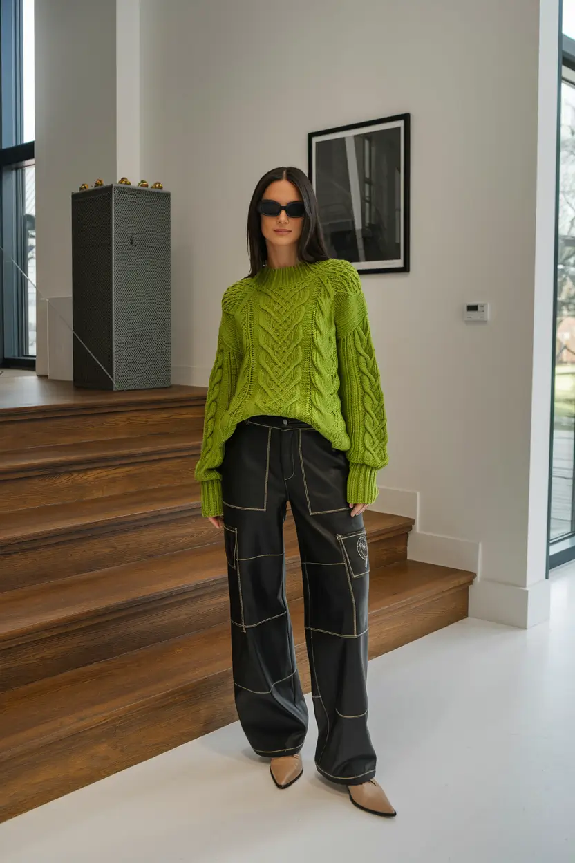 Casual and Simple outfits Inspirations for Fall 2025+Electric Green Energy with a Utility Edge