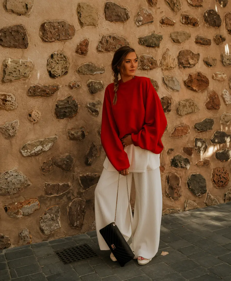 Casual and Simple outfits Inspirations for Fall 2025+Crimson Drama Meets Minimal Elegance