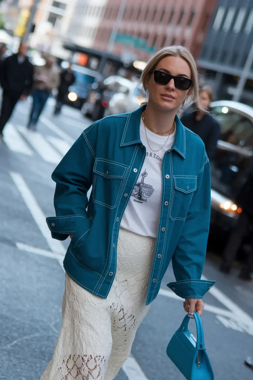 Casual and Simple outfits Inspirations for Fall 2025+Urban Street-Chic with Lace Layers
