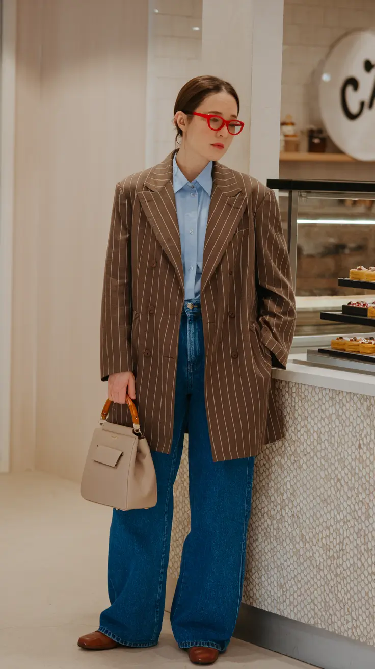 Casual and Simple outfits Inspirations for Fall 2025+Pinstripes and Power Shoulders