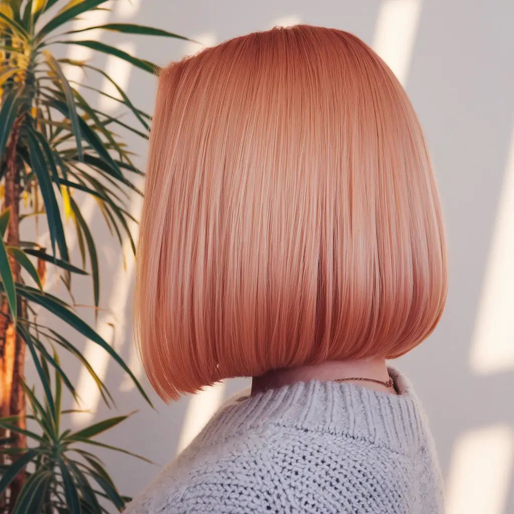 Chic Fall Bob Haircuts for 2025+Peachy Glossed Bob with Sleek Ends