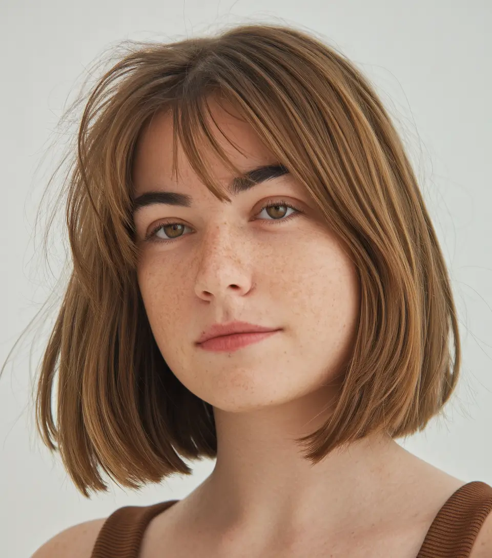 fall bob haircut French-Girl Texture with Curtain Bangs