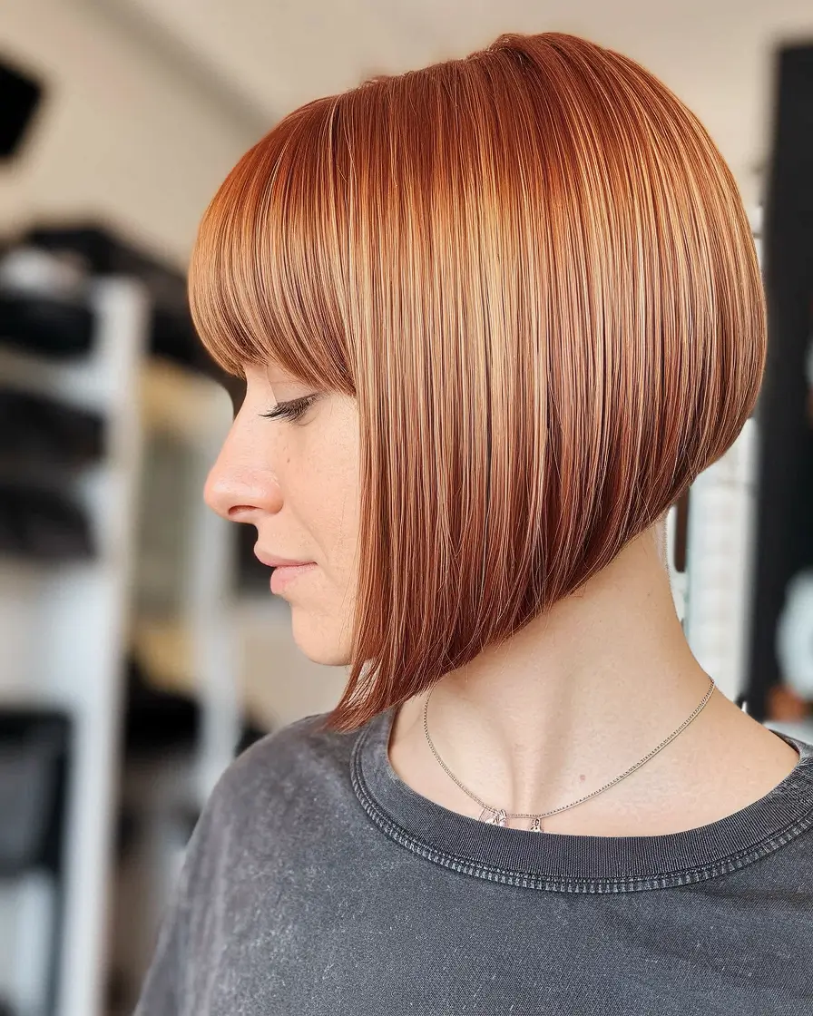 Chic Fall Bob Haircuts for 2025 Precision Cut with Warm Cinnamon Layers