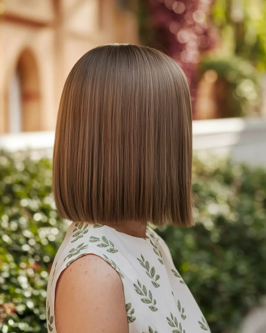 fall brown hair color brunettes Classic Precision Bob in Neutral Chocolate