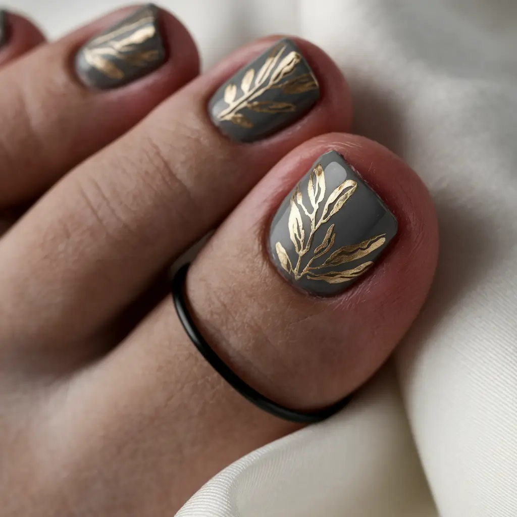 colors autumn pedicure green Olive and Gold Botanicals for a Classy Twist