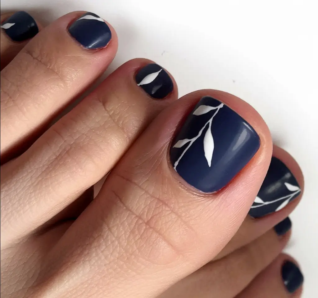 fall toe nail colors autumn Classic Navy and White Branches