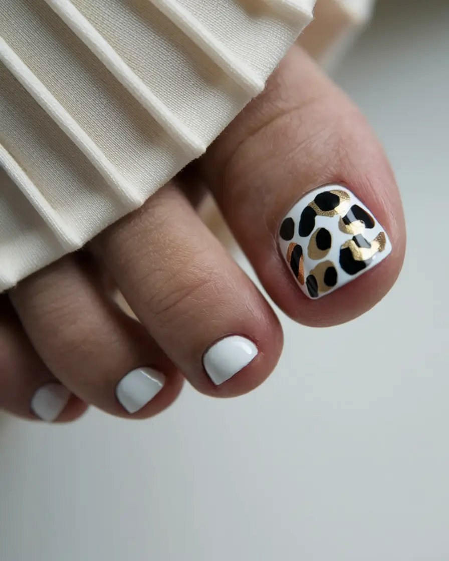 fall toe nail designs Wild Neutrals: Leopard Meets Metallic