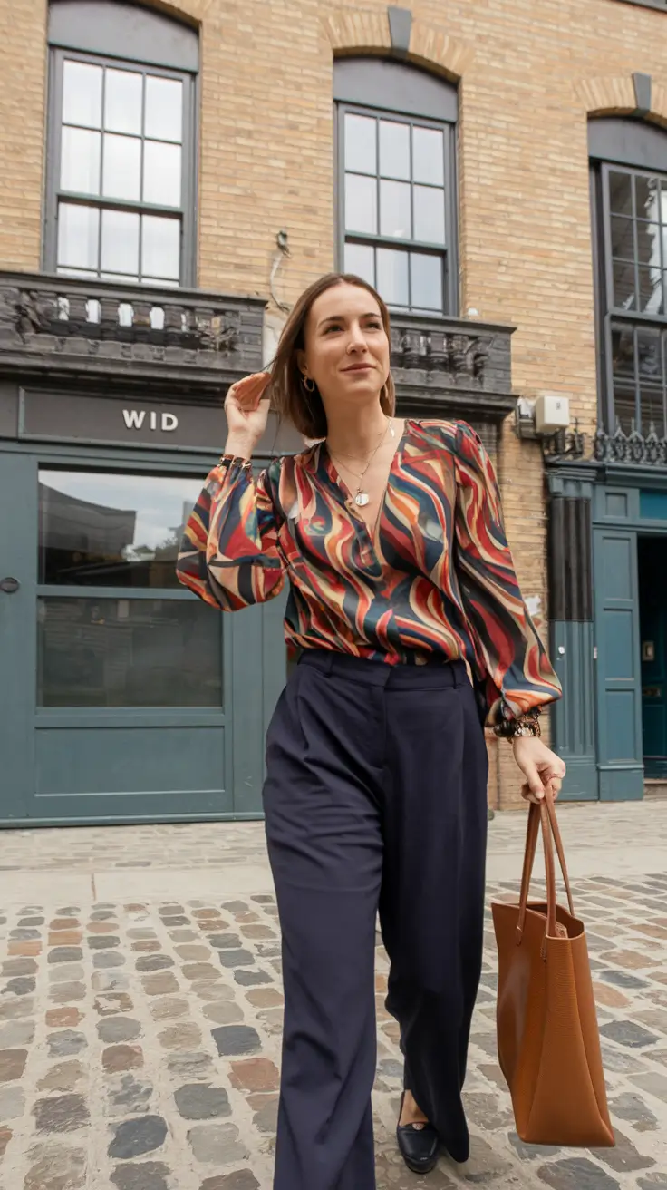 Early Fall outfits inspo for September 2025 Prints and Wide-Leg Confidence