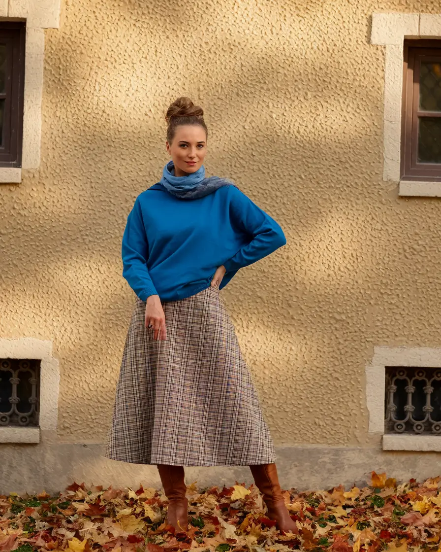 Early Fall outfits inspo for September 2025 Textured Blue and Checkered Classic