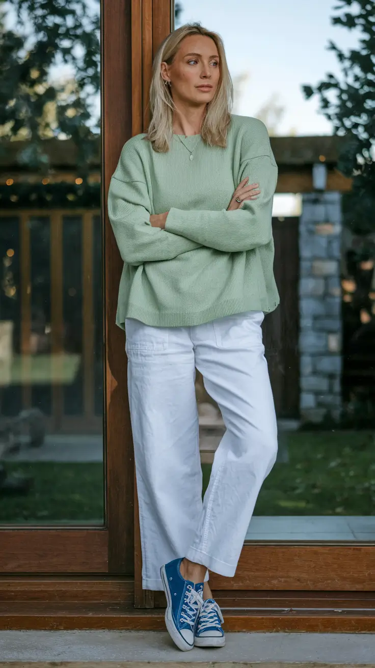 Early Fall outfits inspo for September 2025+Mint Green Calm Meets Crisp White Ease