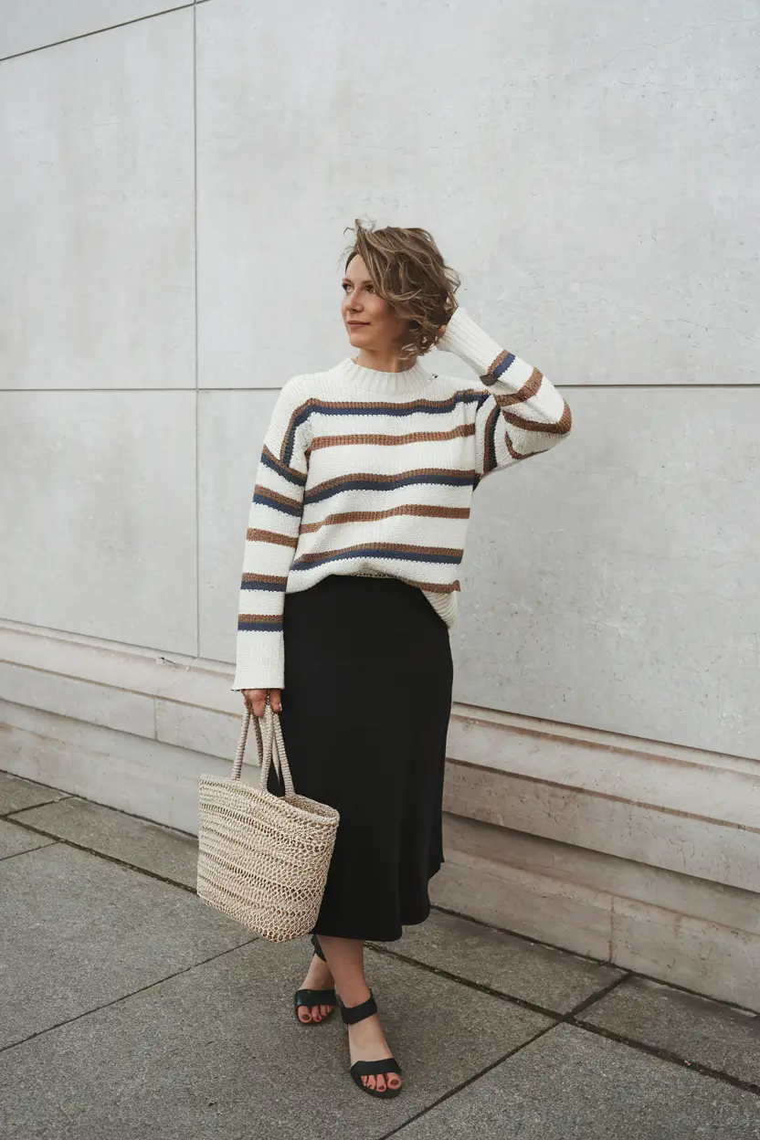 Early Fall outfits inspo for September 2025+Subtle Stripe Play with Coastal Energy