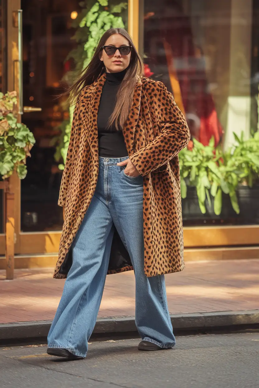 mom outfits for fall 2025 Street Cool: Leopard Print and Black Basics