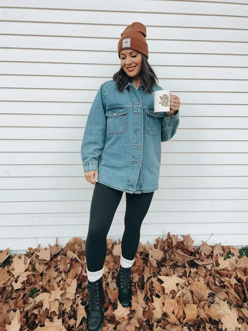 everyday fall outfits ideas 2025+Denim Shirt Jackets and Cozy Utility