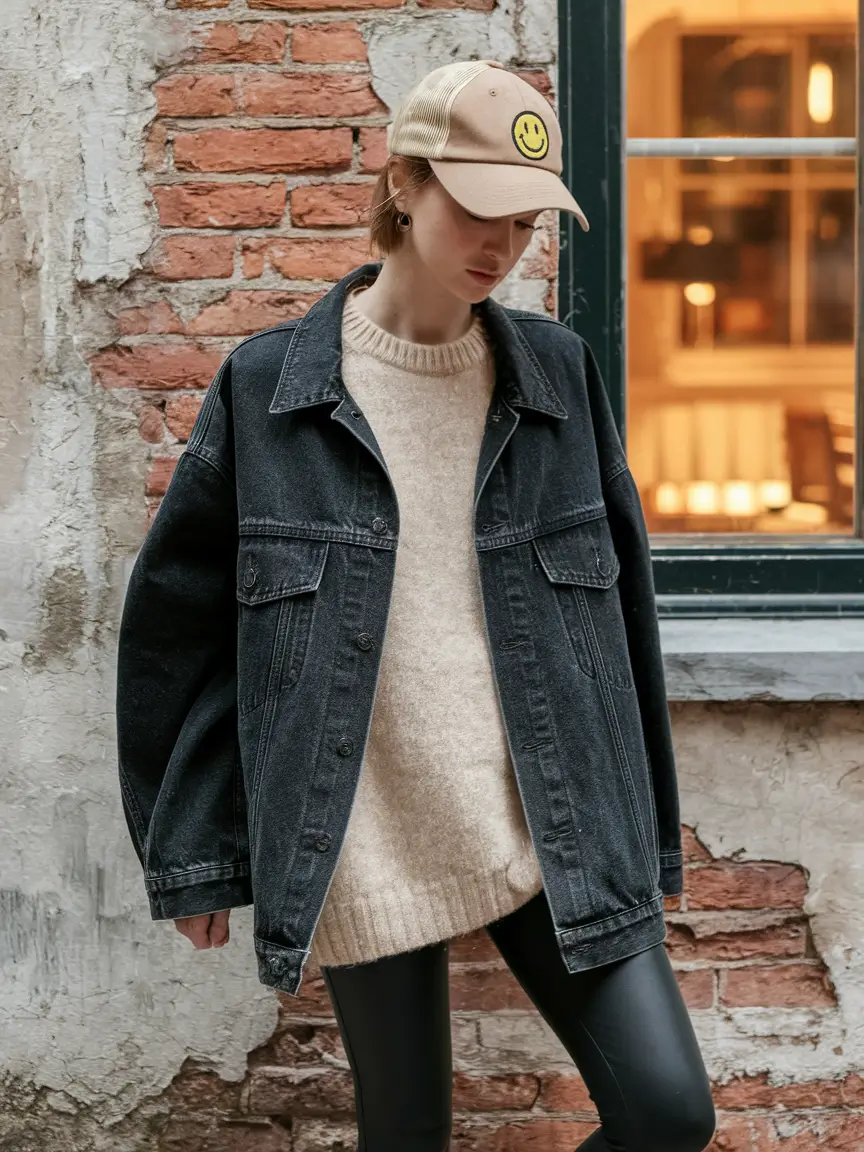 everyday fall outfits ideas 2025+Oversized Black Denim and Low-Key Street Edge