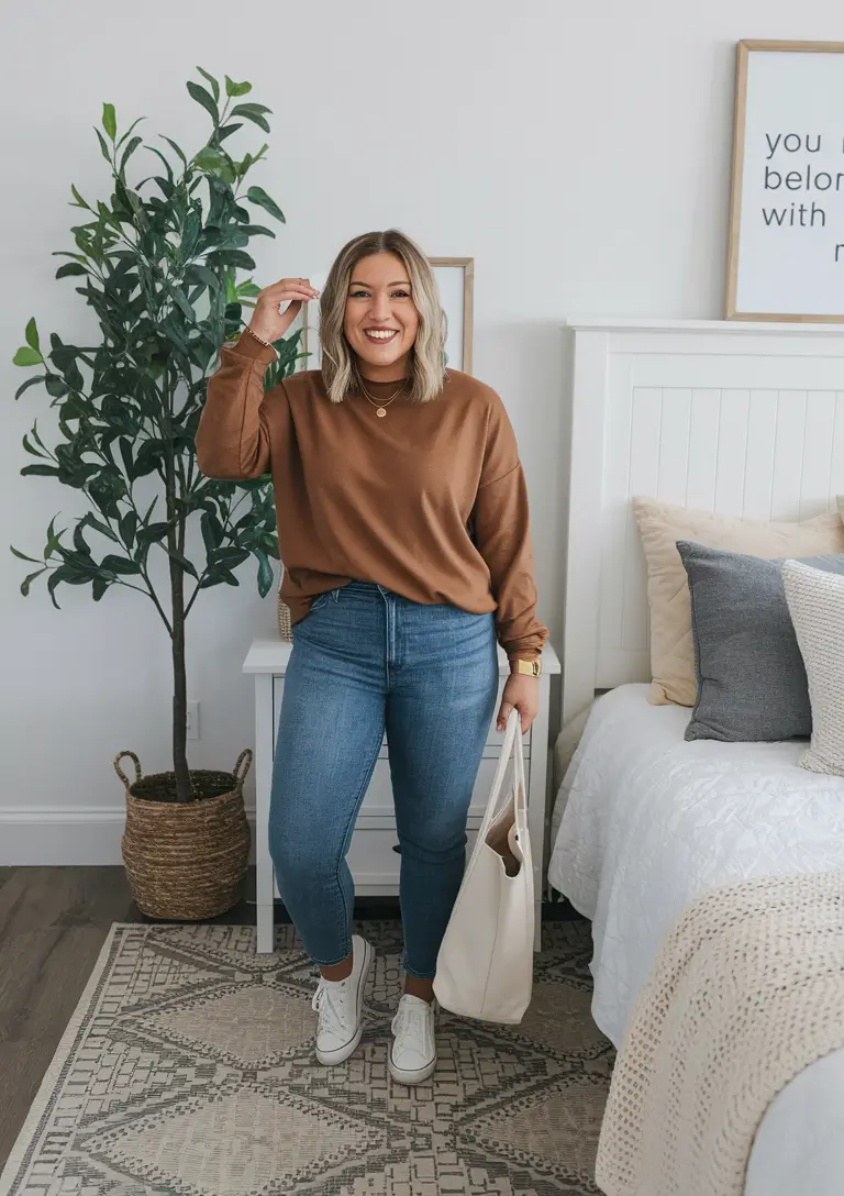 everyday fall outfits 2025 Warm Browns and Skinny Jeans Simplicity