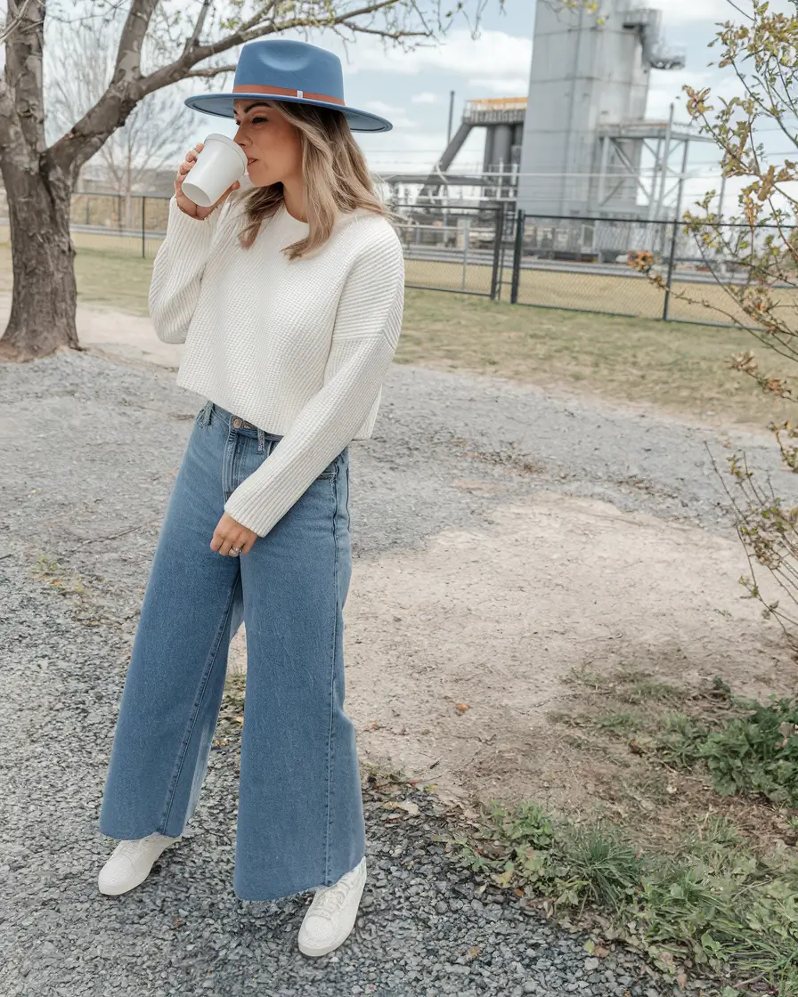 everyday fall outfits ideas 2025+Soft Denim & Cream Sweaters for Quiet Confidence