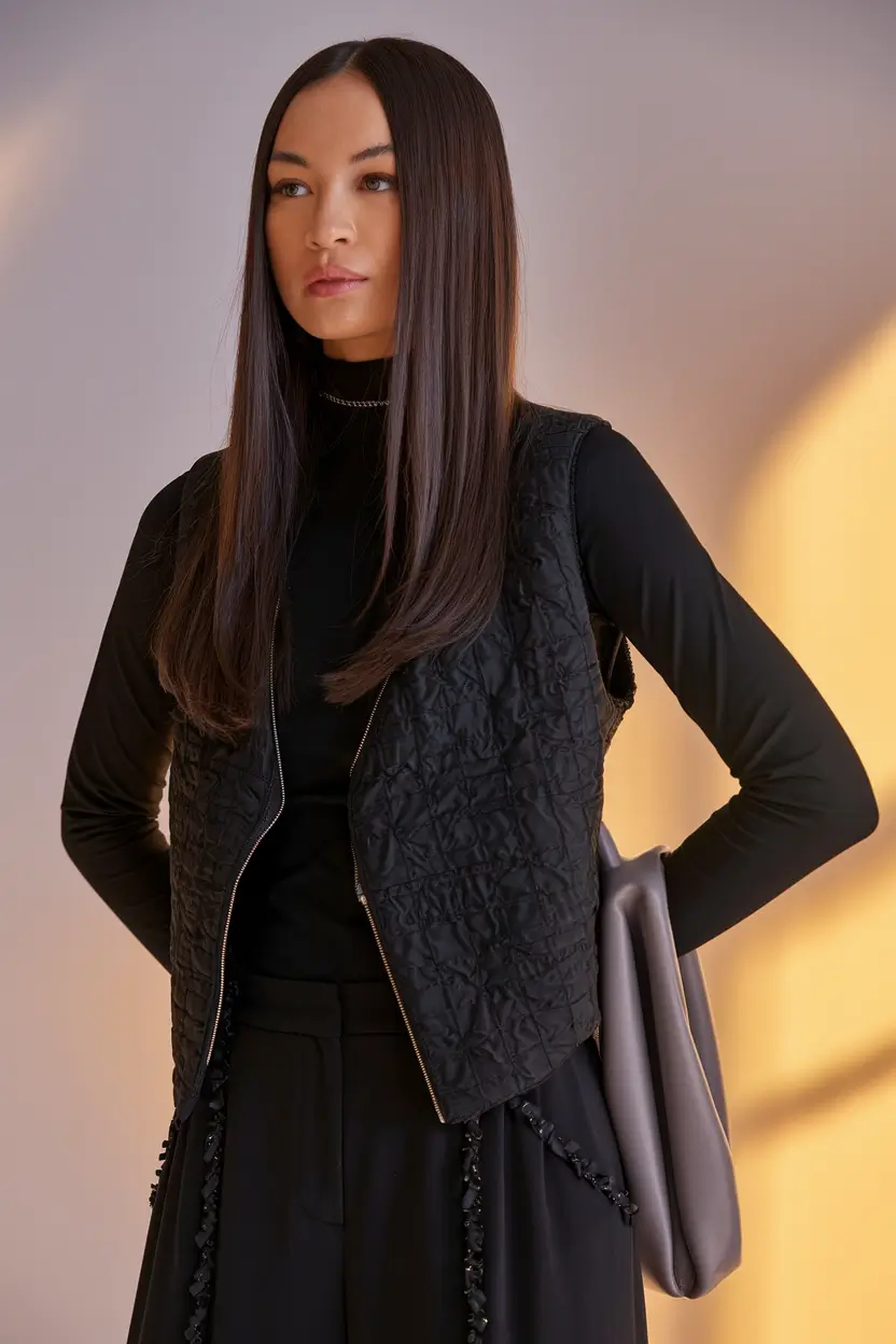 Fall 2025 Haircut Ideas for Long Hair+Pin-Straight with a Modern Middle Part