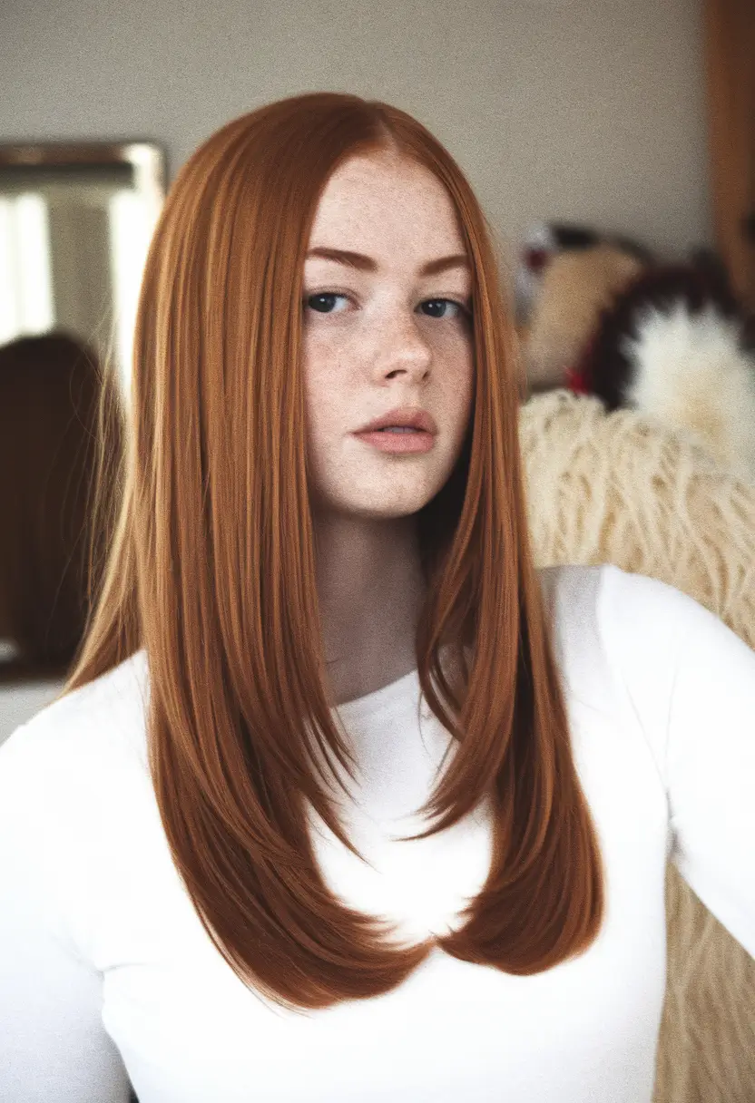 Fall 2025 Haircut Ideas for Long Hair+Smooth Layers with Copper Spice