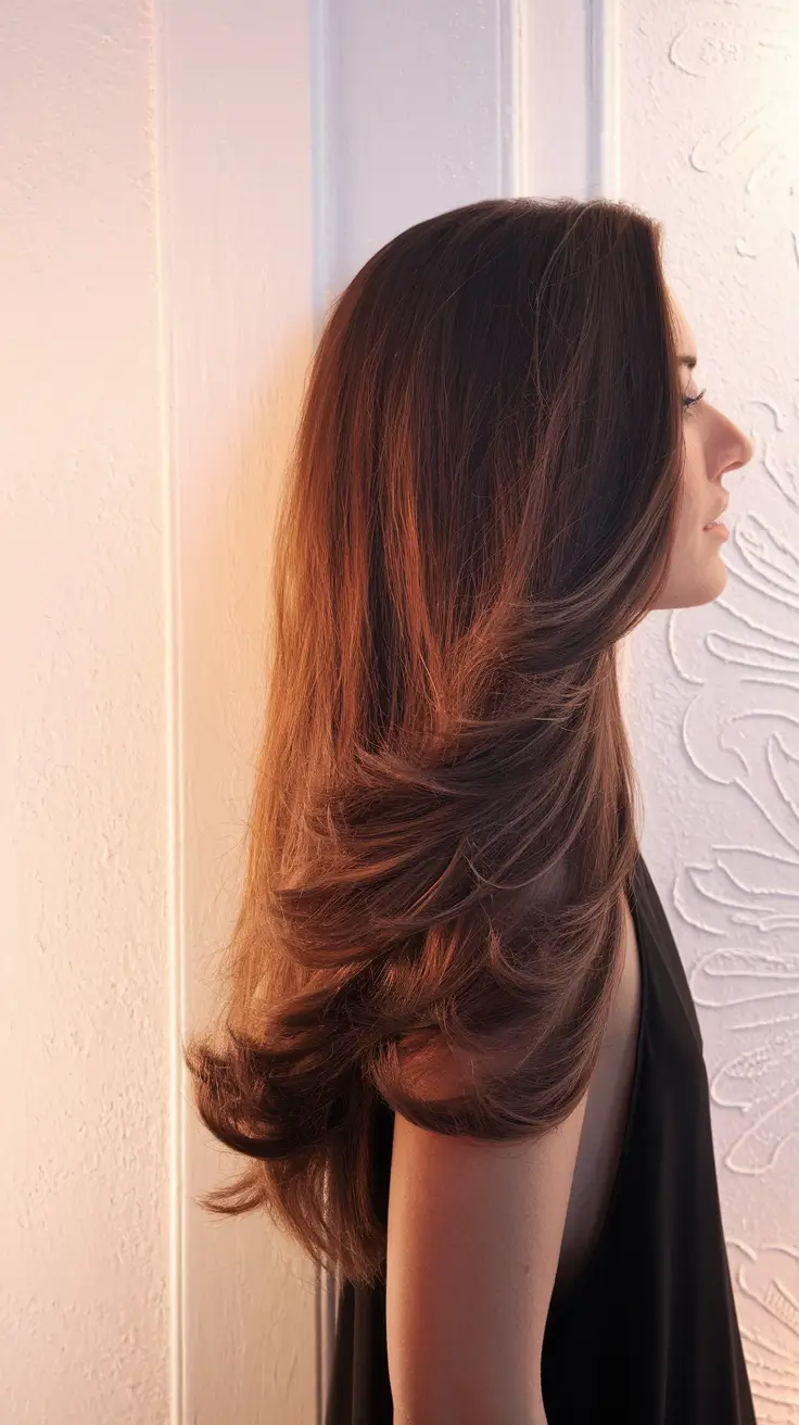 Fall 2025 Haircut Ideas for Long Hair+Feathered Flick with a Retro Finish