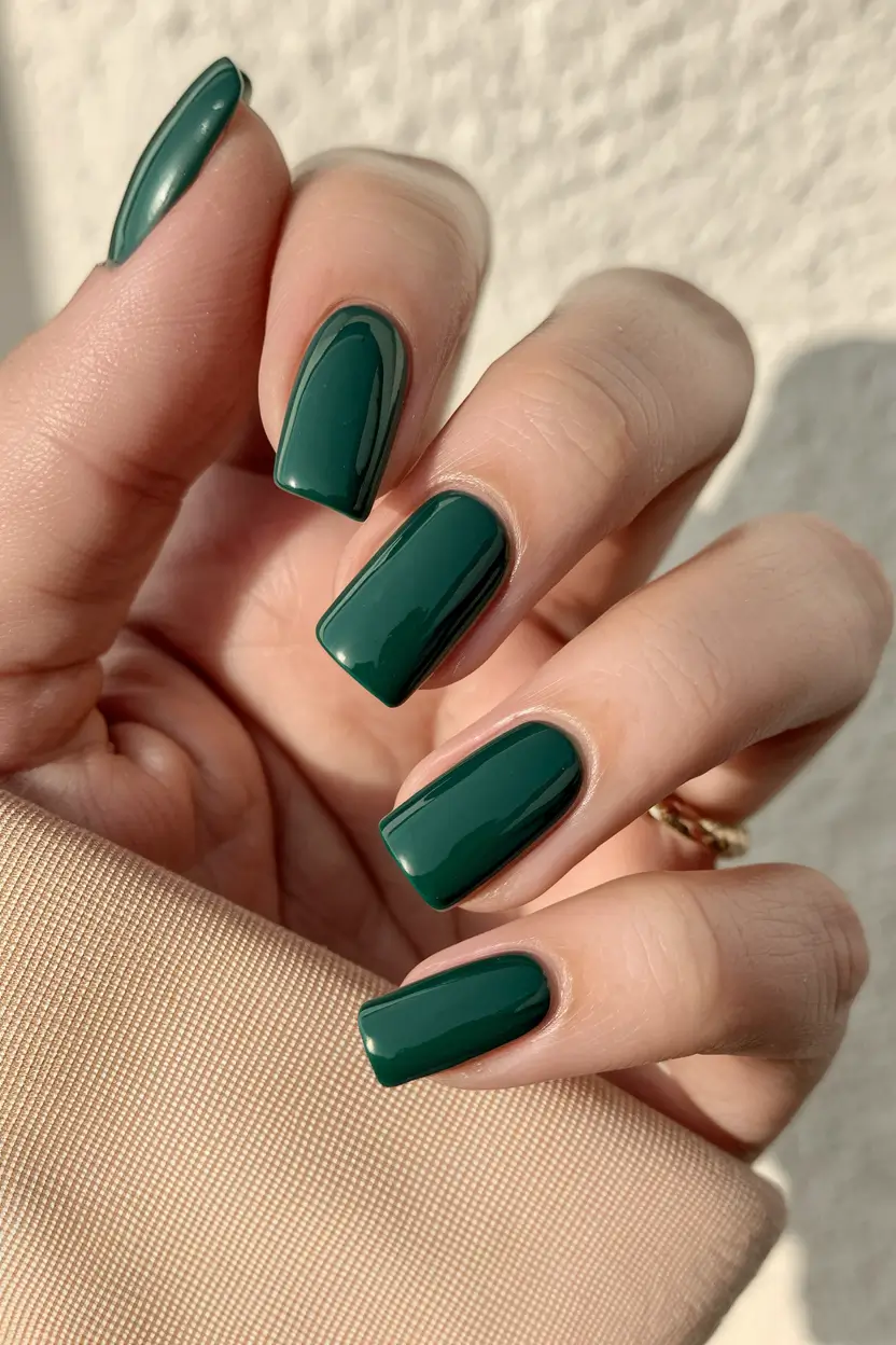 fall color nails Deep Green Gloss for Luxe Simplicity