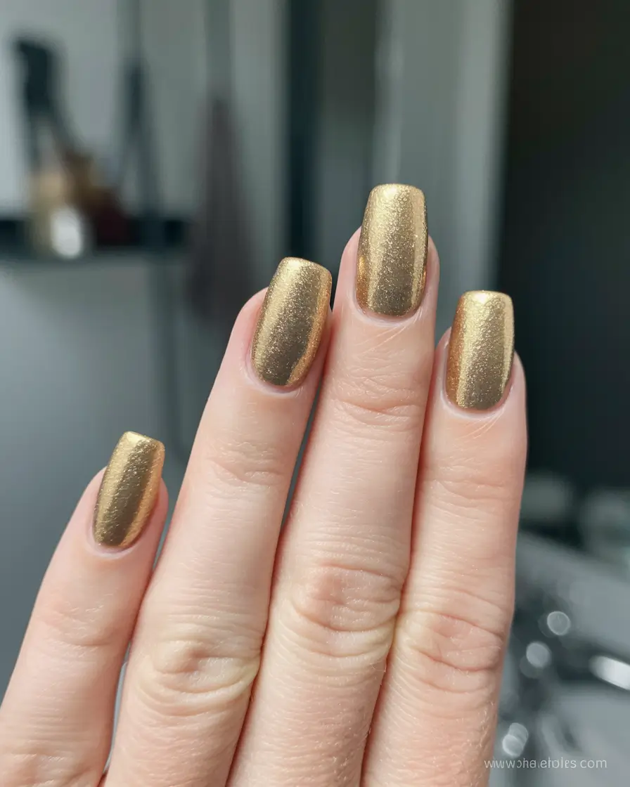 fall color nails Golden Foil Glam for Crisp Days