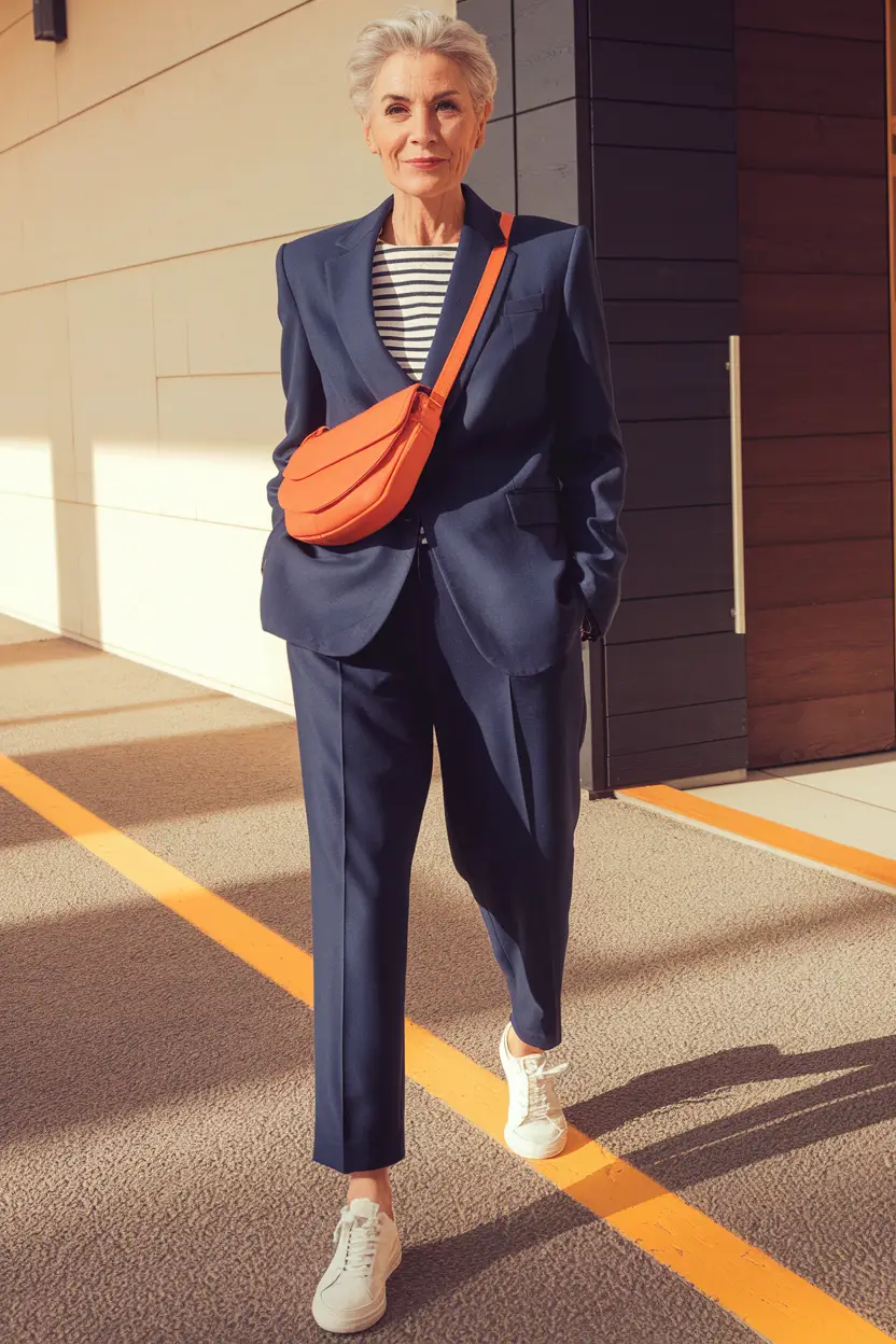 fall outfits women over 60 classy Suit Up with a Pop of Orange