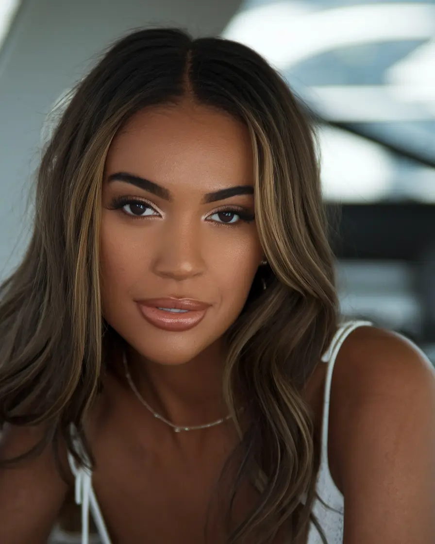 hair color for brown skin 2025 Brunette Balayage with Golden Underlights