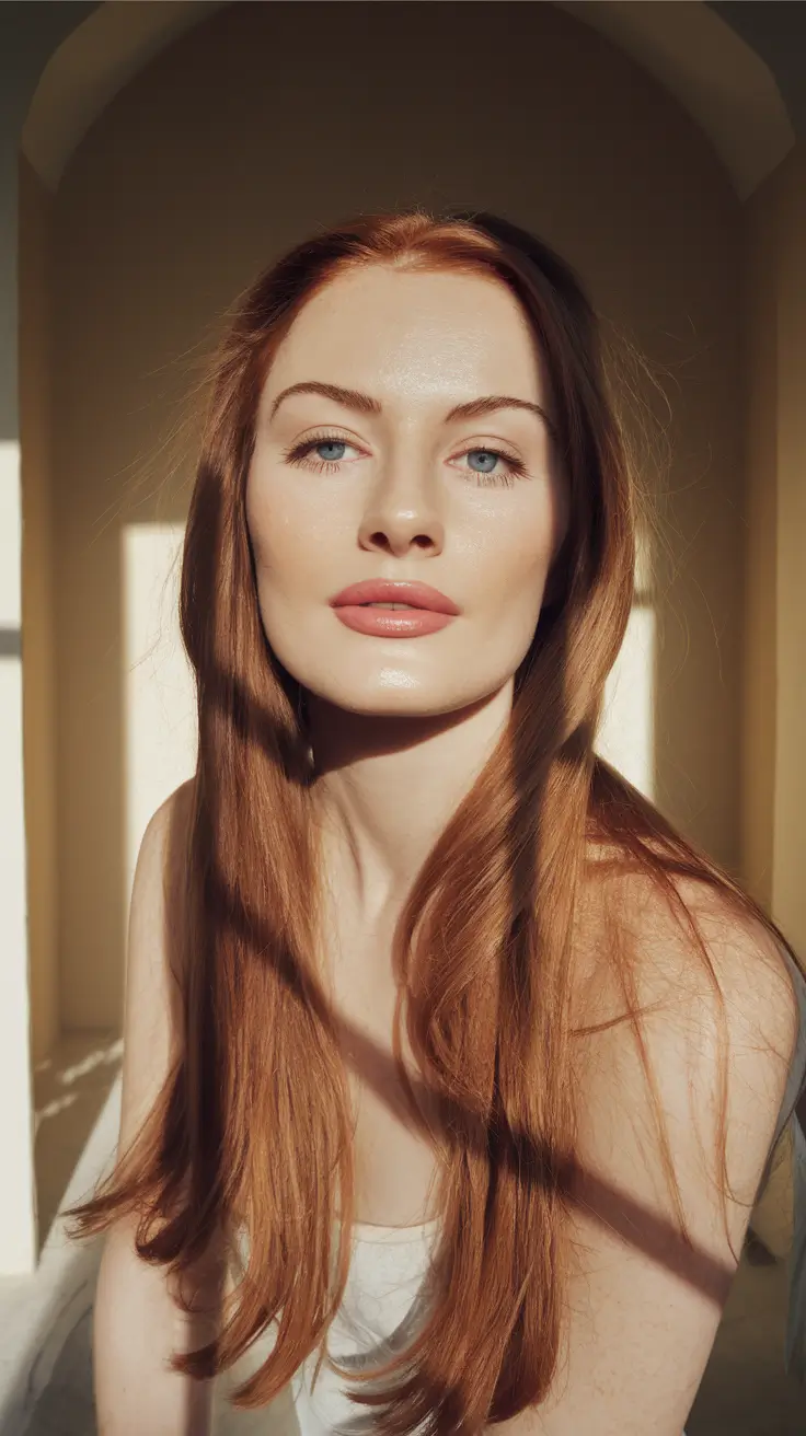 hair color for brown skin 2025 Classic Auburn with Sleek Length