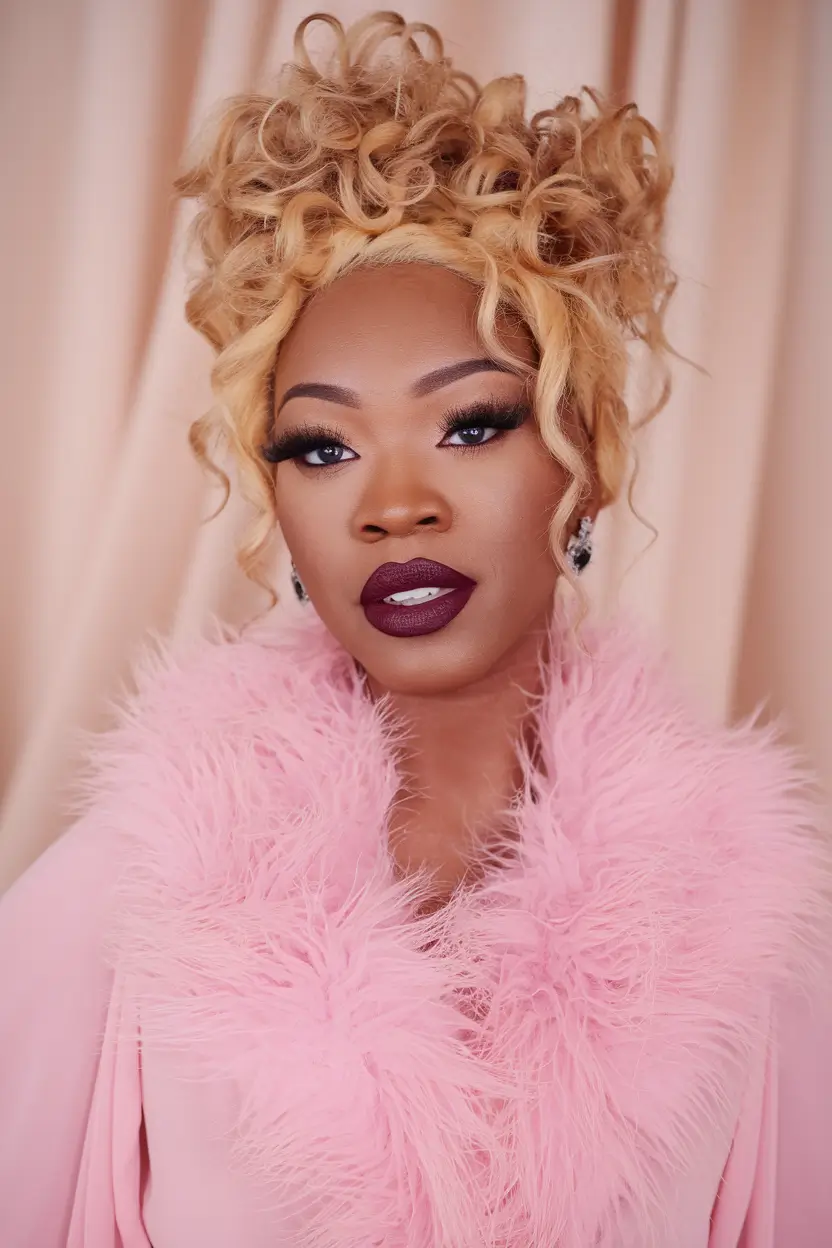 fall pixie hair color black women+High Blonde Updo with Playful Curls