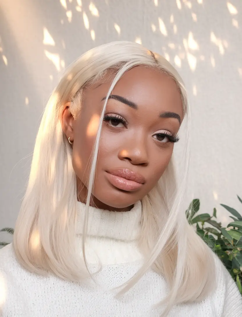 fall and winter hair color ideas for black women Snowy Ash Blonde Sleek Bob