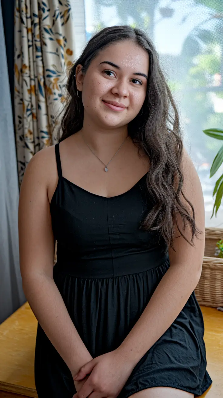 haircuts for chubby faces Long Natural Waves with Middle Part