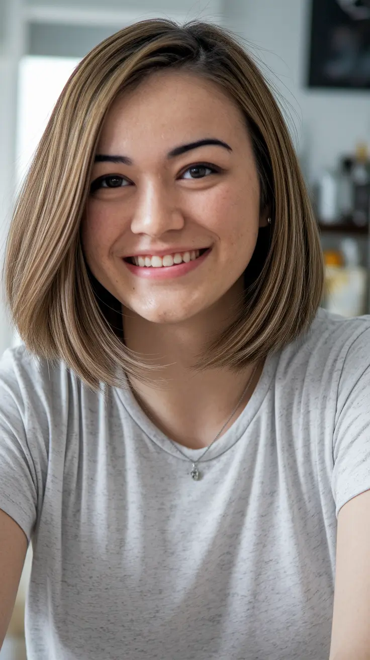 haircuts for long straight hair chubby face Classic Blunt Bob with a Side Sweep