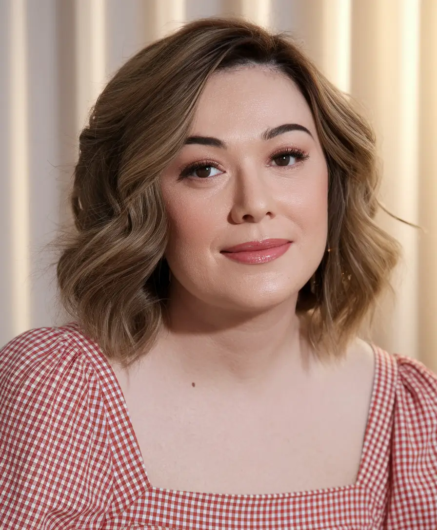 fall haircuts for chubby faces Soft Waves and Side Part for Gentle Dimension