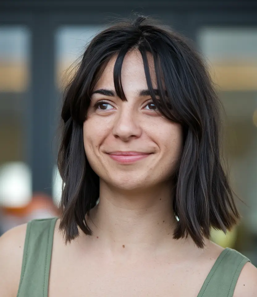 short haircuts for chubby face French-Inspired Bob with Curtain Fringe