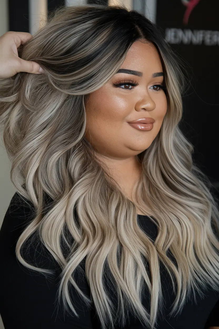 haircuts for long straight hair chubby face Ultra Long Layers with Ash Blonde Balayage