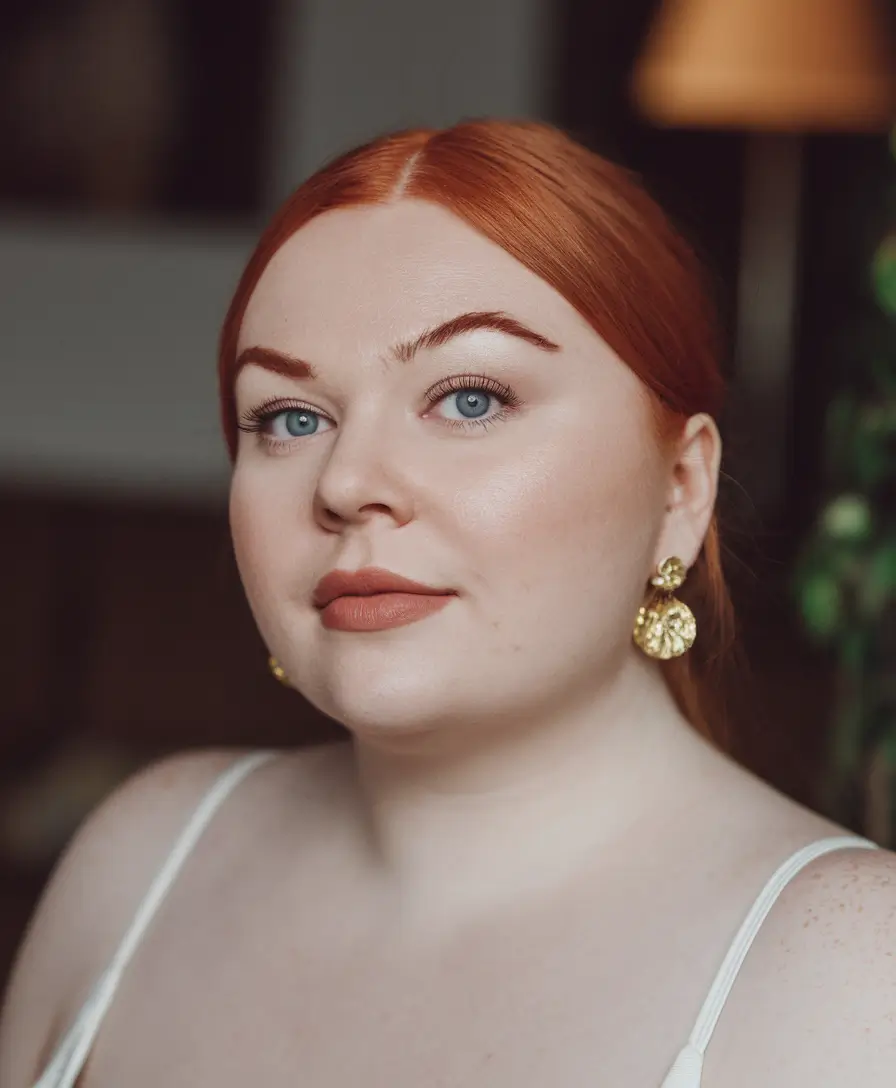 Fall haircut plus size women Sleek Low Part with Fiery Copper Finish