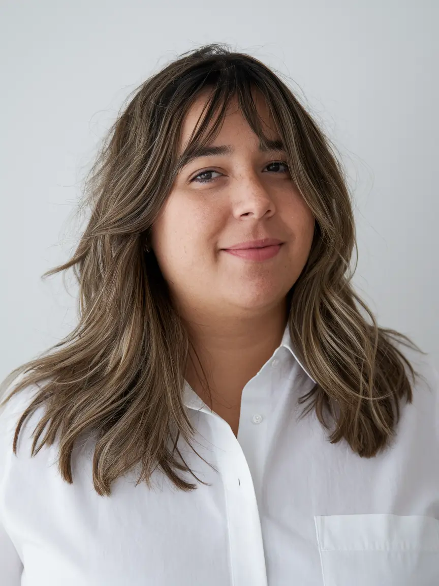 Fall haircut plus size women Airy Curtain Layers with Gentle Waves