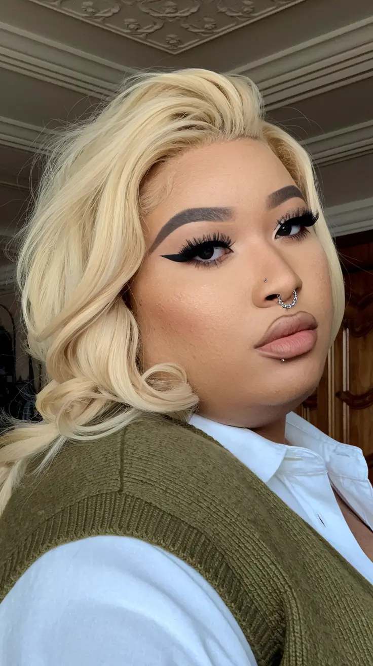 Fall haircut plus size women Platinum Glam Curls with Retro Volume