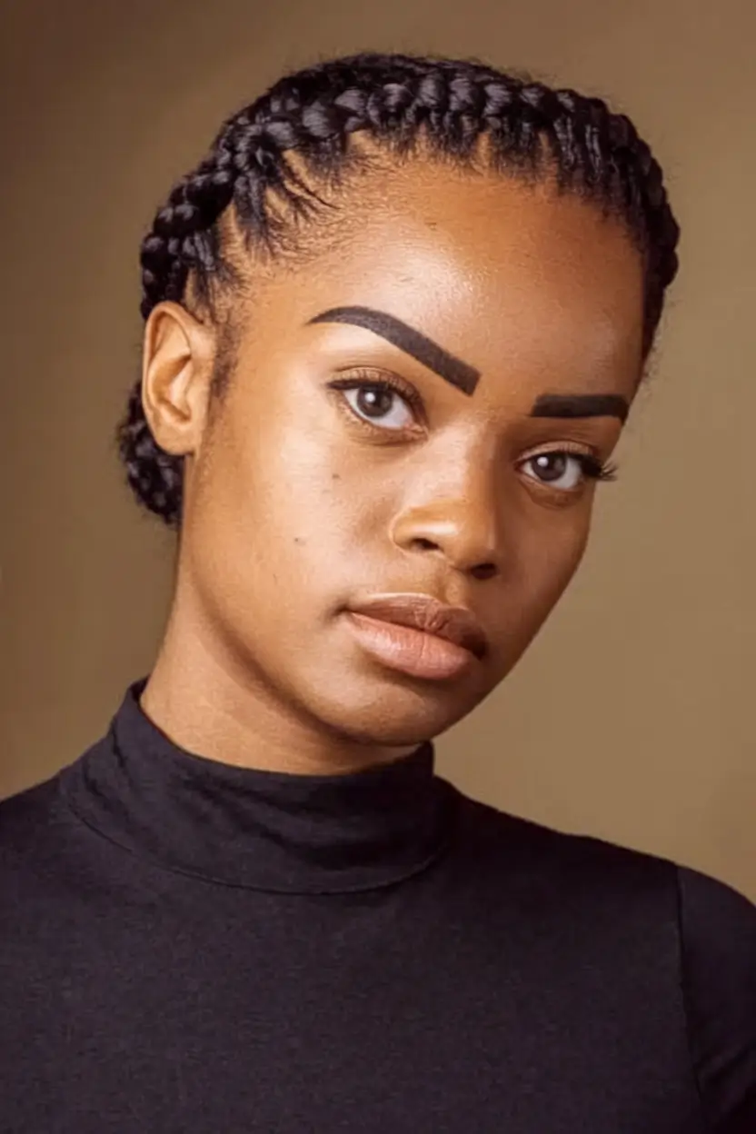 fall hairstyle black women Protective Cornrow Crown with Natural Texture