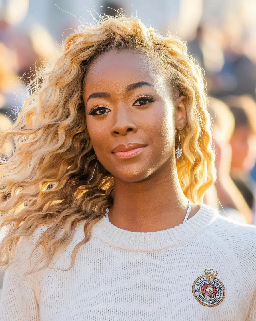 fall hairstyle black women Golden Waves with Beachy Blonde Highlights