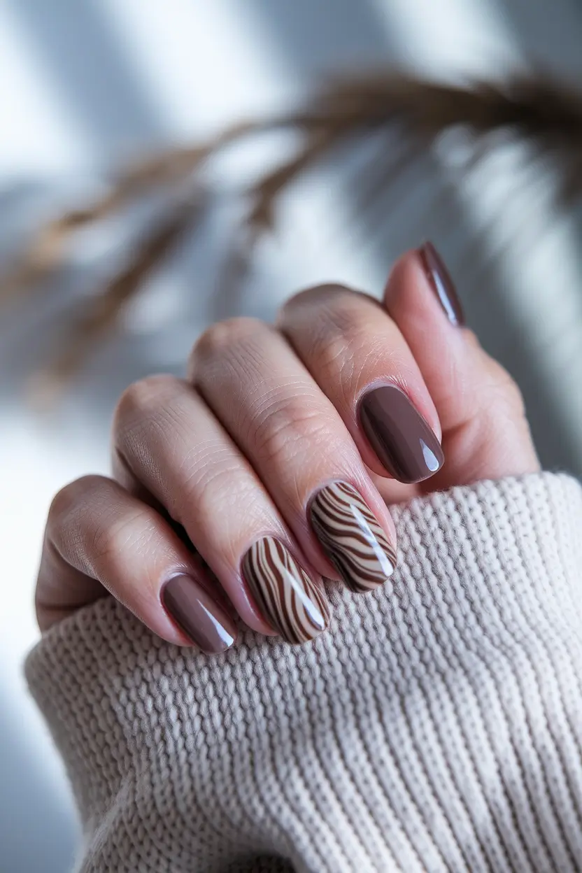september nails designs short square Toffee Swirl Minimalism