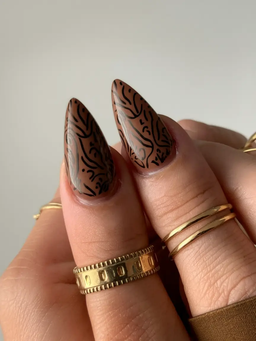 september nails designs stiletto Tribal Tattoo Meets Mocha Base