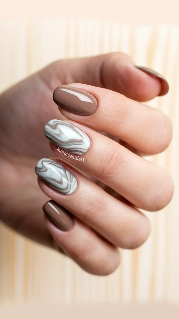 september nails designs short square Coffee Marble for the Cozy Girl