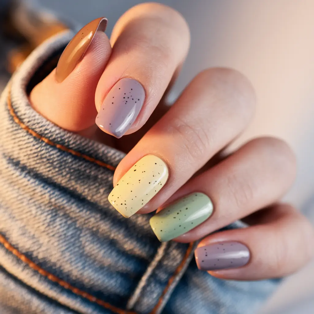 september nails designs short square+Muted Confetti in Fall Pastels