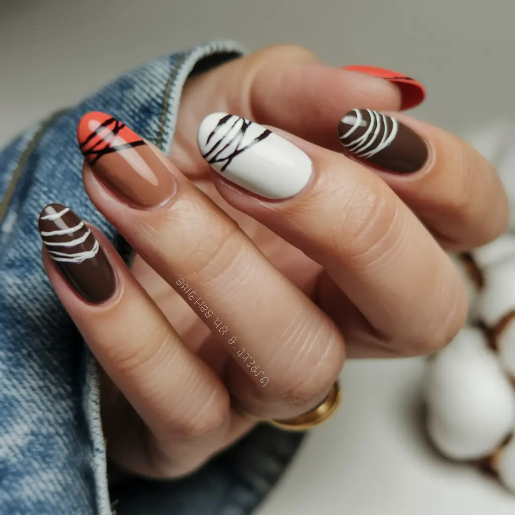 september nails designs almond Chocolate Swirl With a Touch of Spice
