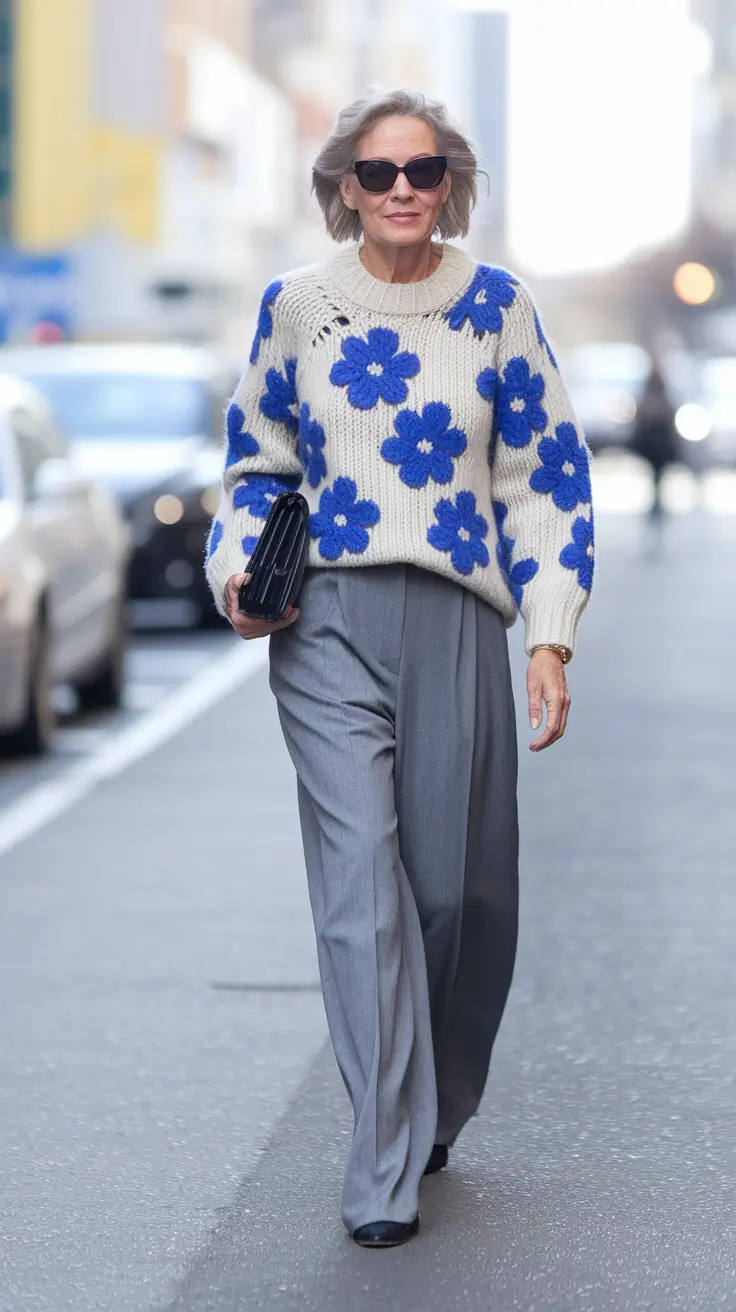 fall outfits for women over 50 comfy Oversized Florals: Whimsy with a Grown-Up Edge